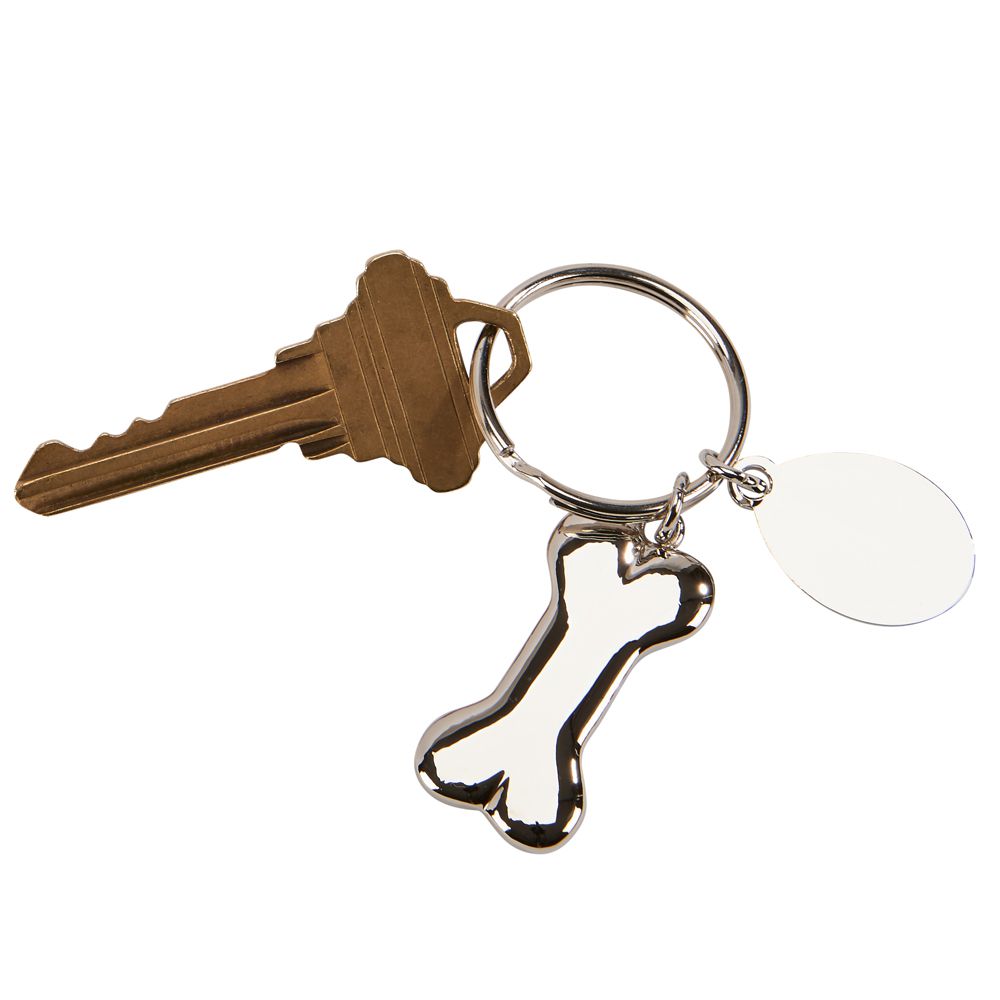 Dog bone key chain with oval engraving plate - Item # 35