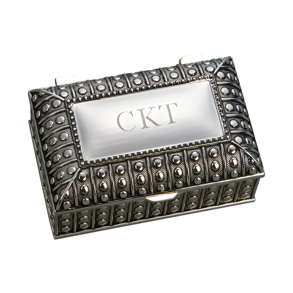 Beaded antique rectangle jewelry box - Item # 67