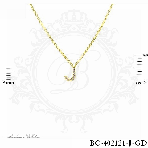 Necklace | cubic zirconia - gold initial j - Item # 4854