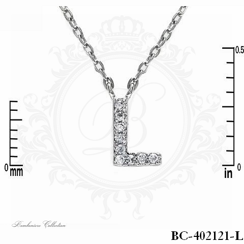 Necklace | cubic zirconia / silver initial l - Item # 4961