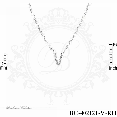 Necklace | cubic zirconia / silver initial v - Item # 4969