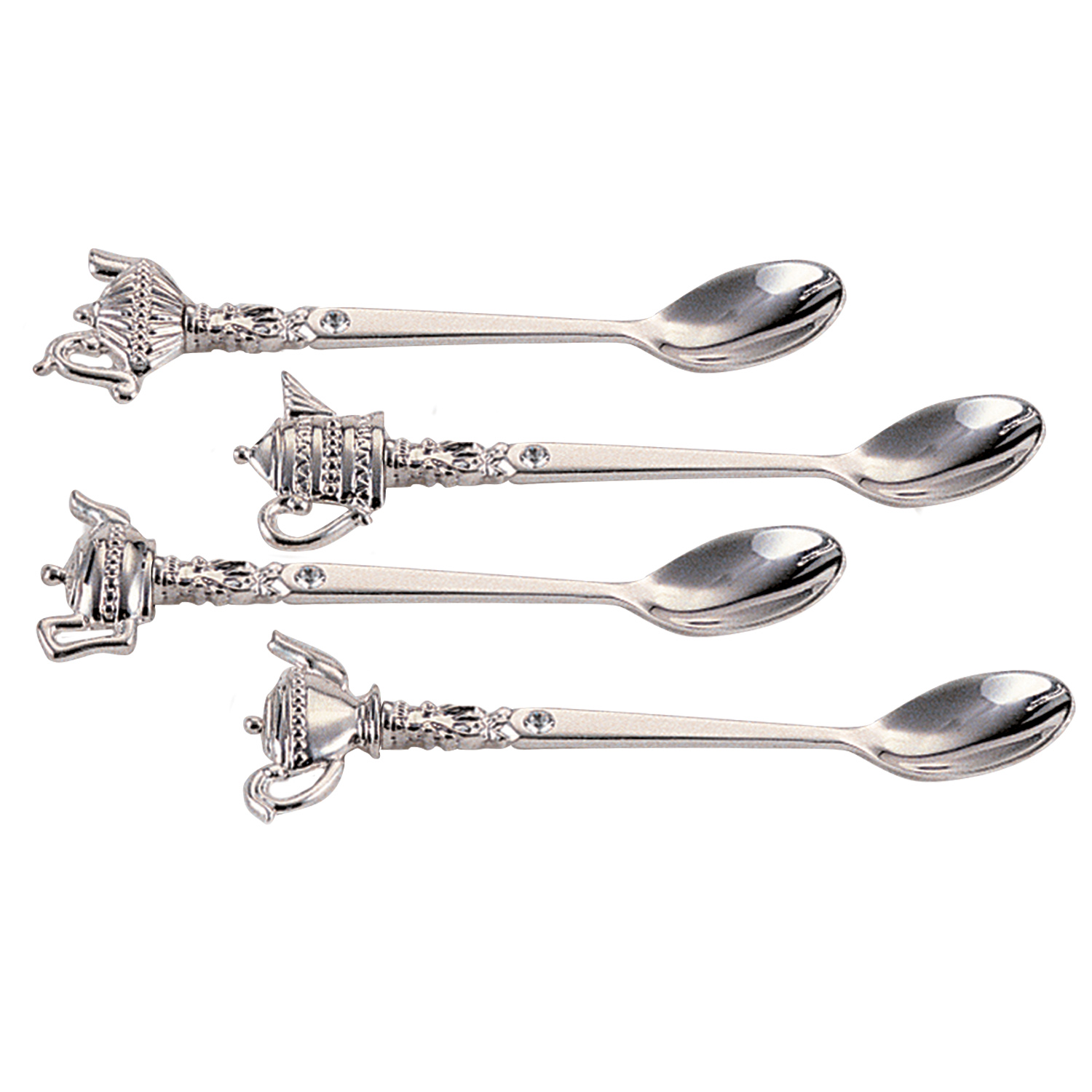 Sp teapot spoons w/crystal, set of 4 - Item # 6559