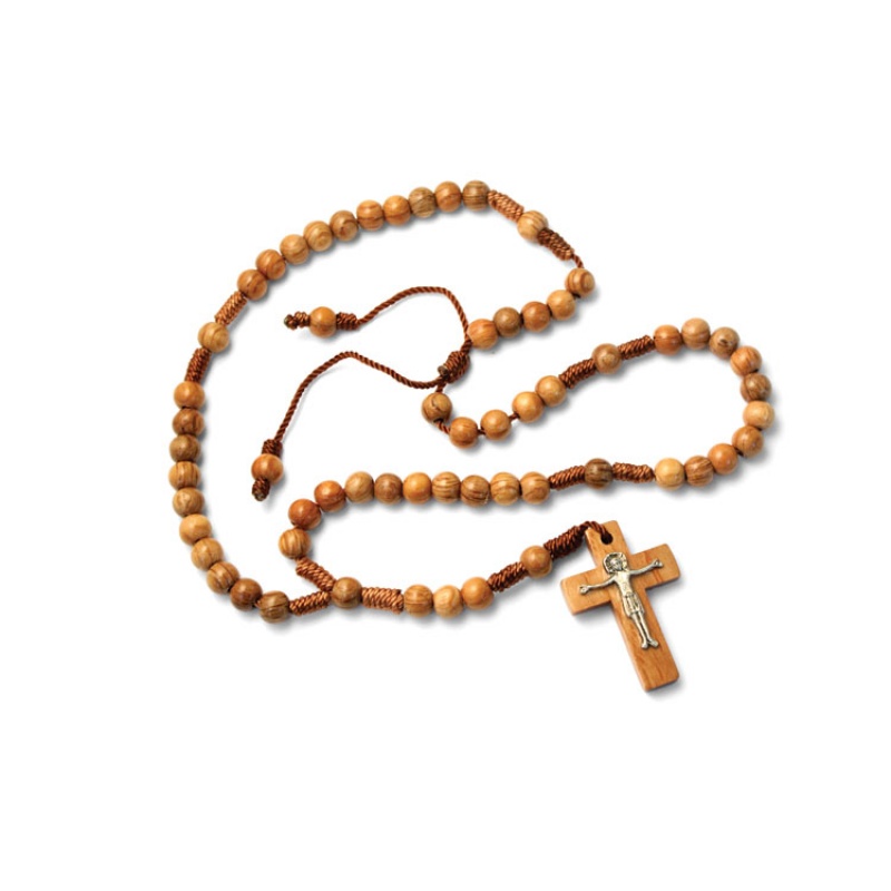 Rosary 2 tone wood bead hand made/string 17" - Item # 10624