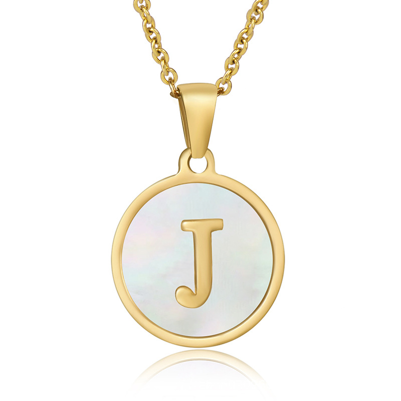 Round initial j stainless steel plating necklace 1 piece - Item # 18549