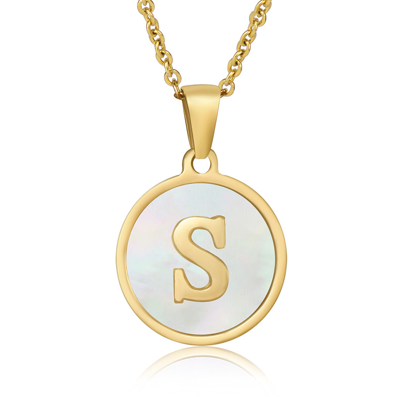 Round initial s stainless steel plating necklace 1 piece - Item # 18547