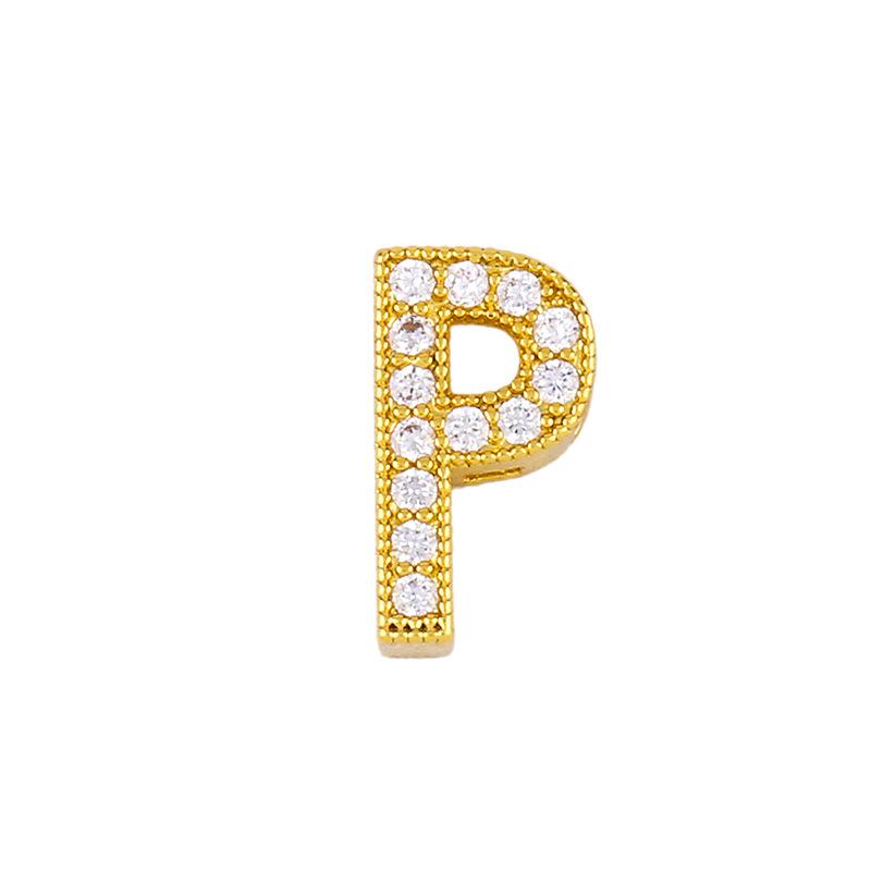 Initial p necklace diamond initial pendant couple necklace - Item # 18531