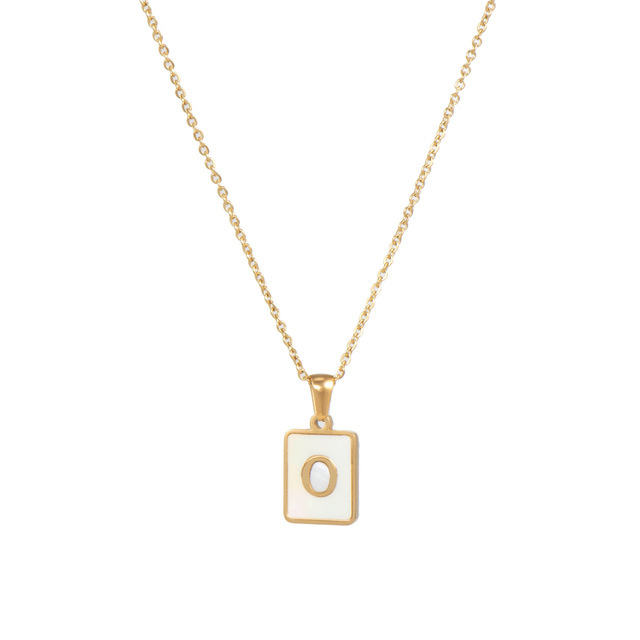 Initial o zircon shell rectangle necklace - Item # 17516
